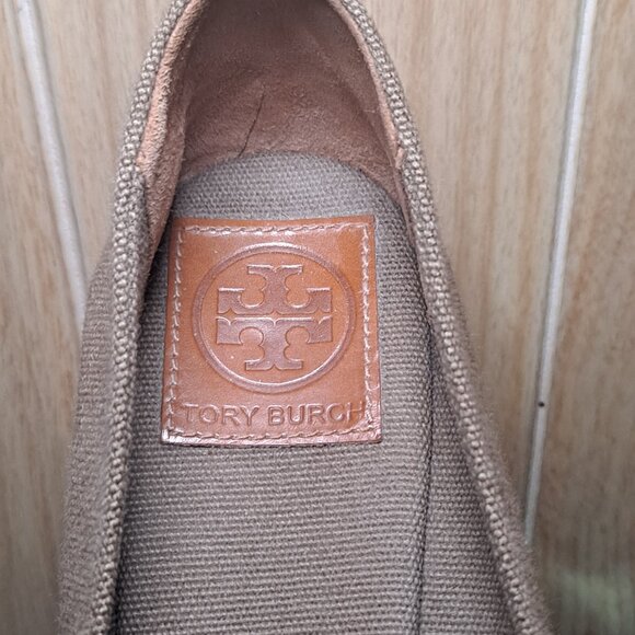 TORY BURCH Fillipa Women's Criss Cross Olive Canvas Wedge Espadrille - Picture 7 of 8